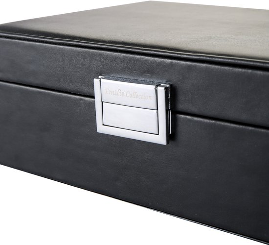 Collection Emilie - boîte de rangement - noire - boîte de rangement de luxe pour bijoux et accessoires - taille moyenne