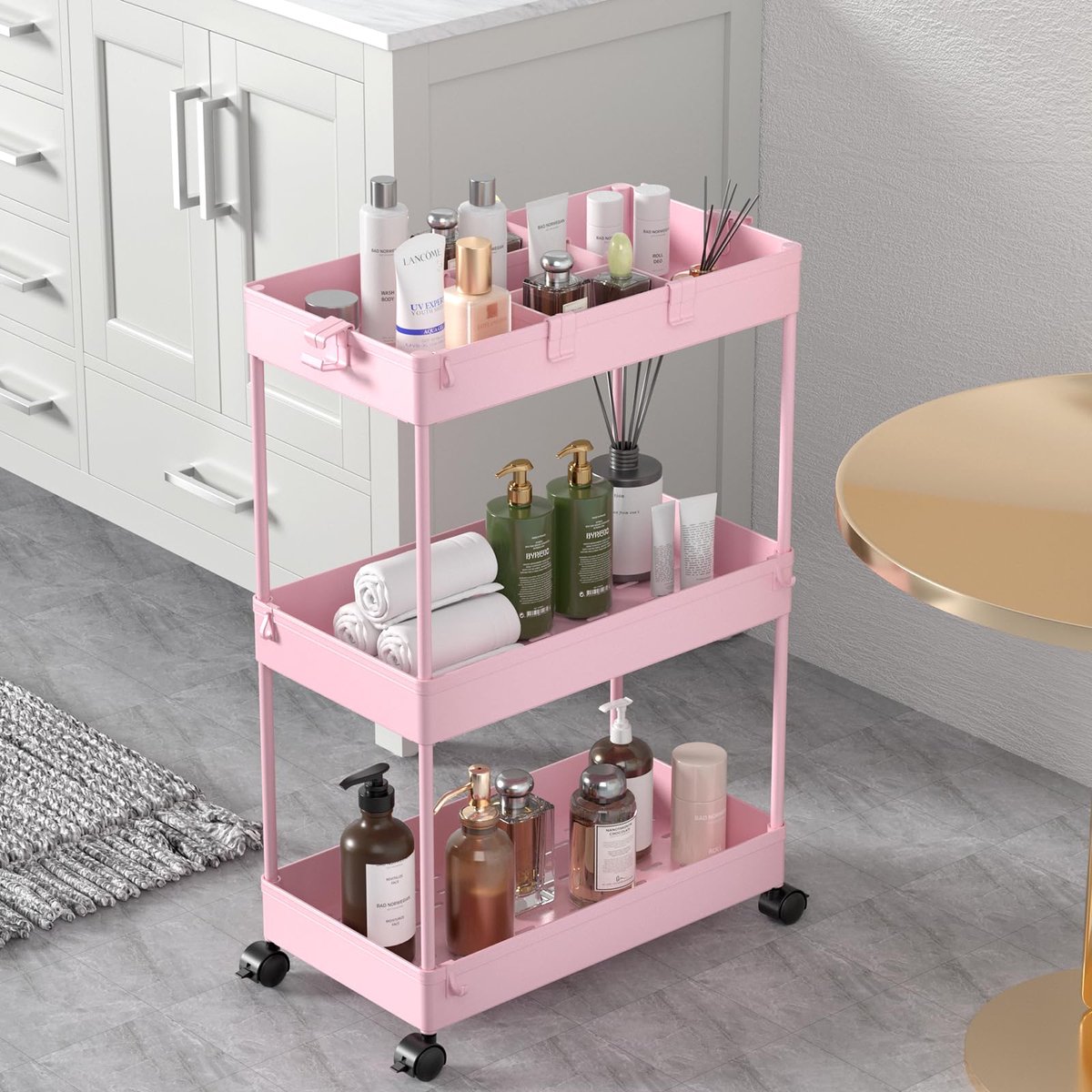 My Ninki ® Multifunctionele Opbergwagen met 3 Niveaus voor Keuken, Badkamer en Meer