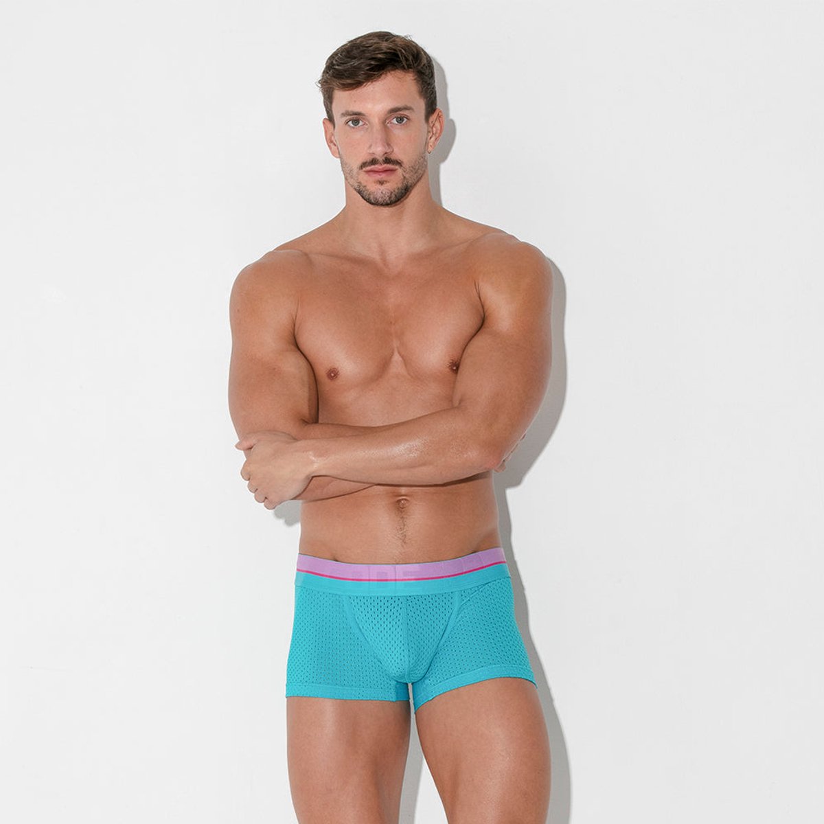 CODE 22 Bright Mesh Trunk Turquoise - MAAT S - Heren Ondergoed - Boxershort voor Man - Mannen Boxershort