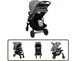 vidaXL - Kinderwagen - 2-in-1 - staal - lichtgrijs