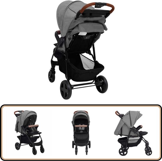 vidaXL - Kinderwagen - 2-in-1 - staal - lichtgrijs - vidaXL - €112,90
