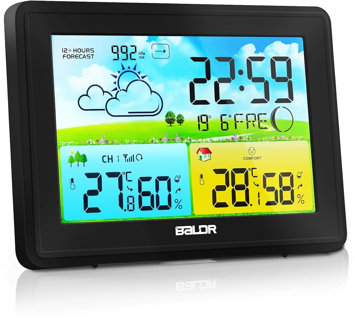 Draadloos Weerstation Met Buitensensor - Temperatuur, Luchtvochtigheid, Weersvoorspelling en Maanfasen