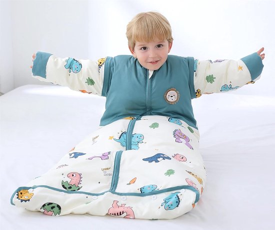 Kinderslaapzak met Afneembare Mouwen - Biologisch Katoen - Dinosaurus Design - Maat L — afbeelding 3