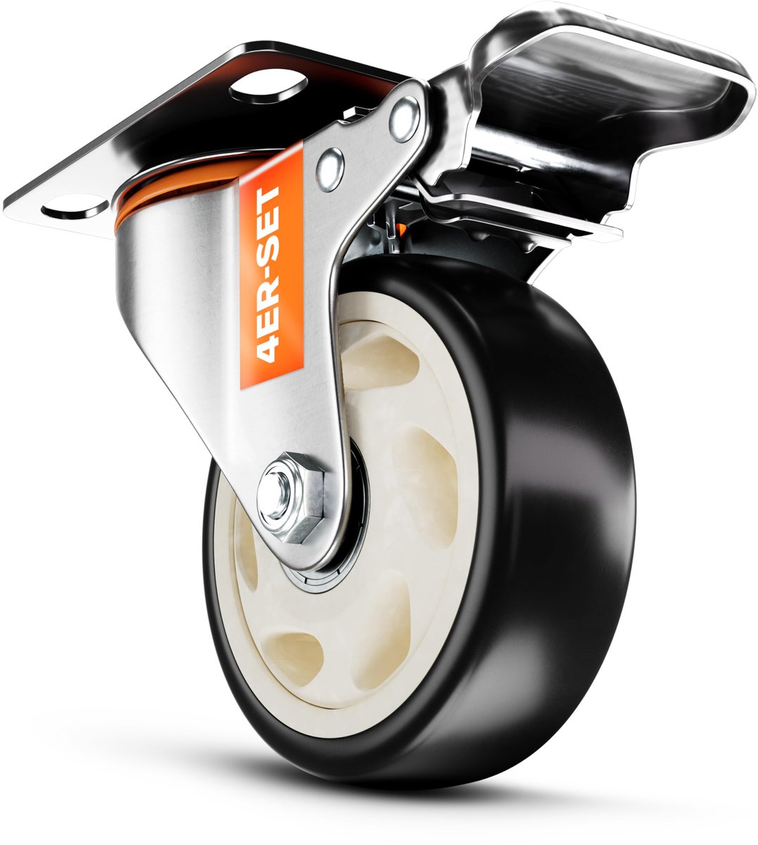PEARWAY™ Premium heavy-duty wielen tot 600 kg [4x remmen] I Robuuste meubelwielen I Wielen voor meubels I Zwenkwielen 100 mm voor binnen- en buitengebruik I Transportwielen heavy-duty I Wielen heavy-duty I Meubelwielen