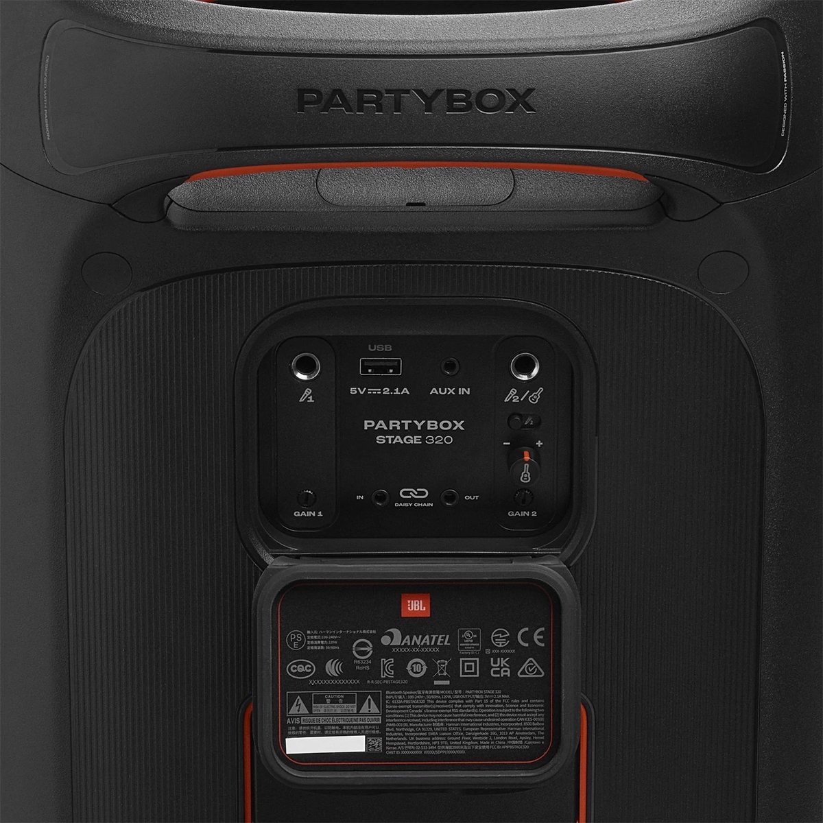 JBL Partybox Stage 320 - Draadloze Bluetooth Party Speaker - Op Wielen - Uitschuifbare Hangreep - LED verlichting - 18 uur - Spatwaterdicht - Zwart – foto 3