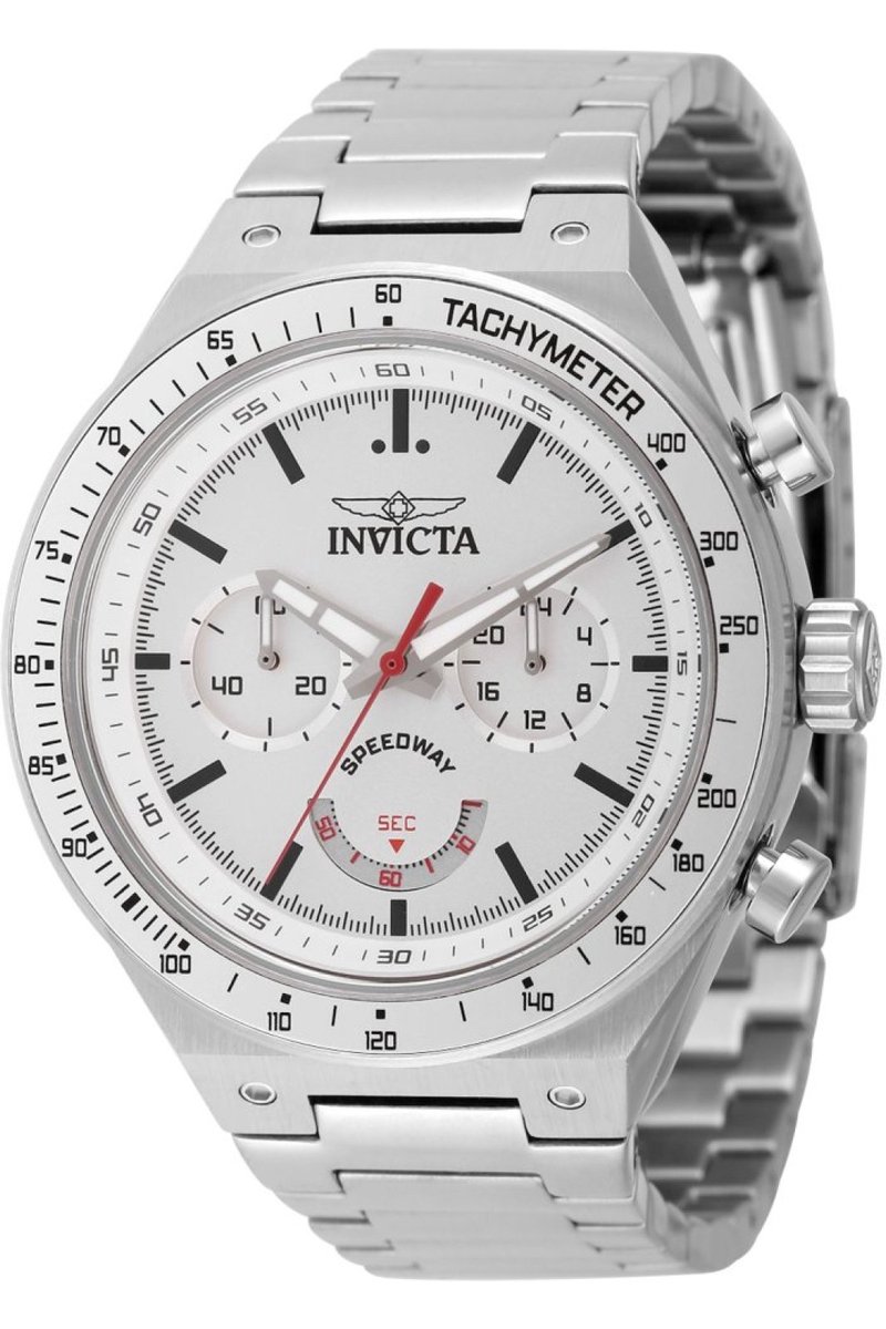 Invicta Speedway 49378 Heren Horloge - Waterdicht - Analoog - Quartz Uurwerk - Roestvrij Staal met zilveren Wijzerplaat - 44mm