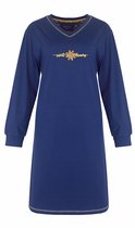 Tenderness Dames Nachthemd - Lange Mouw - V Hals - Blauw - Maat M