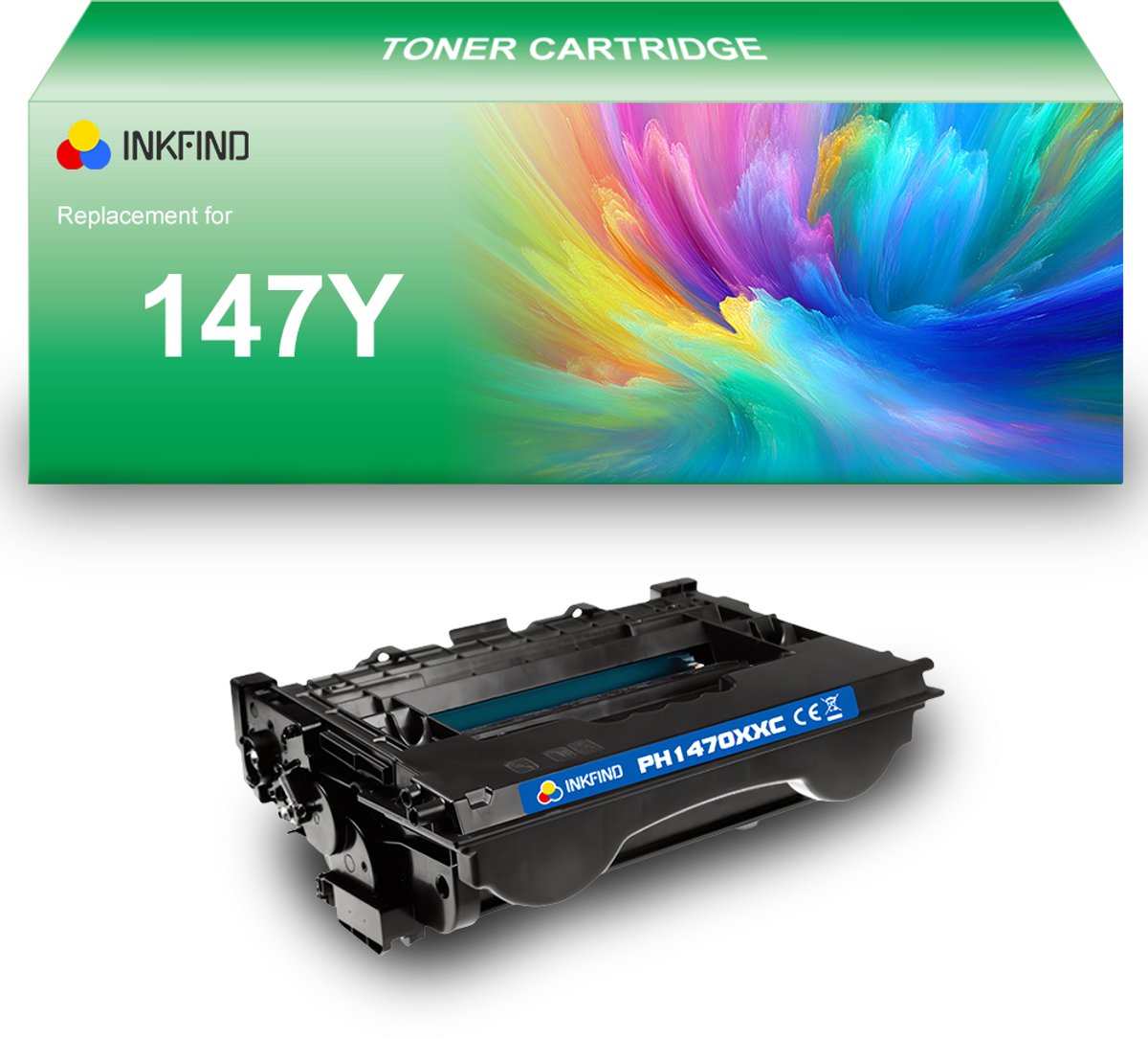 INKFIND 147Y (W1470Y) Tonercartridge compatibel met HP 147Y W1470Y - 1-pack Zwart