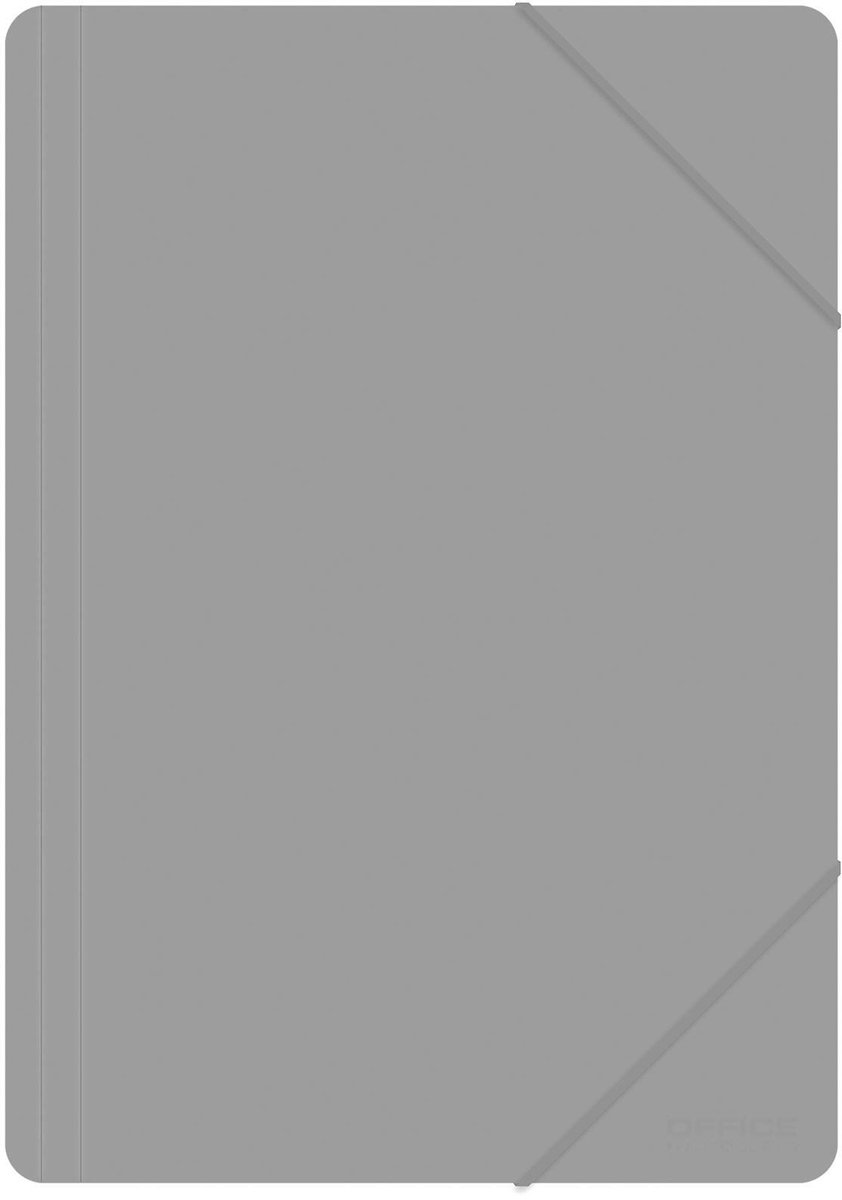 Documentenmap met elastiek KANTOORPRODUCTEN A4 PP 500 micron 3 kleppen grijs / / Type-3 kleppen/Type-Met elastiek/Materiaal-PP/Kleur-Grijs/Formaat-A4 / Afmetingen (mm)-240x320