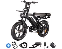 Ebikekopen.com Fatbike V20 Pro - Nieuwste Model - Hydraulische remmen - 2026/2027 Model - Incl. Slot - NFC-chip - Telefoonhouder - Alarmsysteem - Voorrekje - Voetensteuntje - Met Accessoires - Ebike - Elektrische Fiets - QMwheel