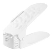 AufuN Set van 10 verstelbare schoenenrekken, antislip, schoenenstapelaar, 3 in hoogte verstelbaar, schoenenorganizer, 10 stuks, zwart