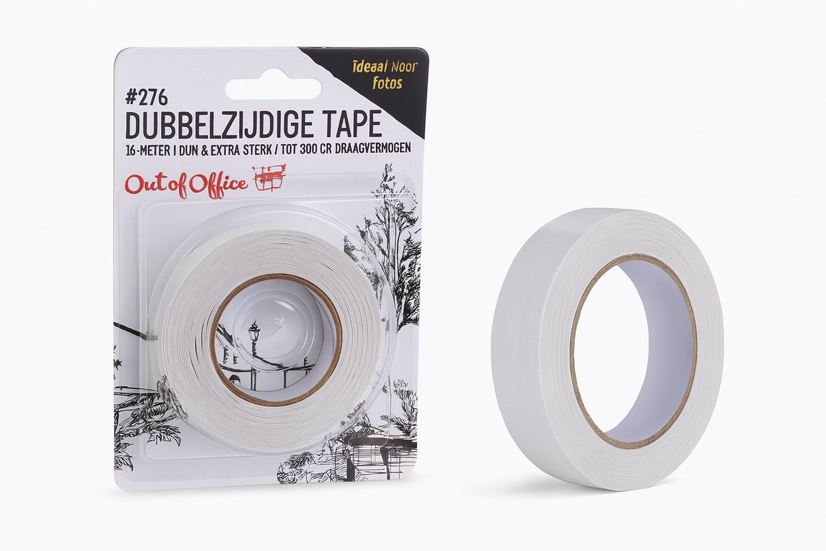 Dubbelzijdige Tape Extra Dun – 16 Meter Sterk & Transparant – Tot 900 g Draagvermogen – Ideaal voor Binnengebruik – Voor Posters, Foto’s, Kabels, Decoratie & Meer – Onzichtbare Bevestiging zonder Spijkers