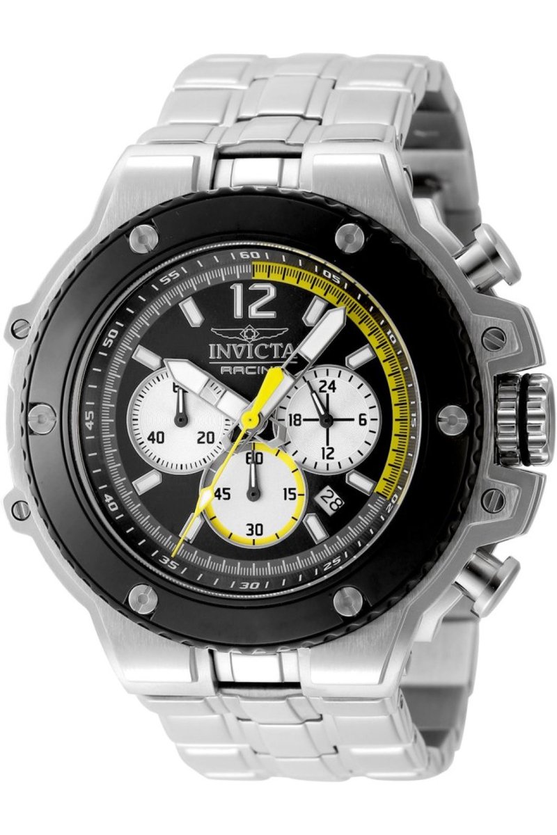 Invicta Racing 48316 Heren Horloge - Waterdicht - Analoog - Quartz Uurwerk - Roestvrij Staal met zwarte Wijzerplaat - 56mm