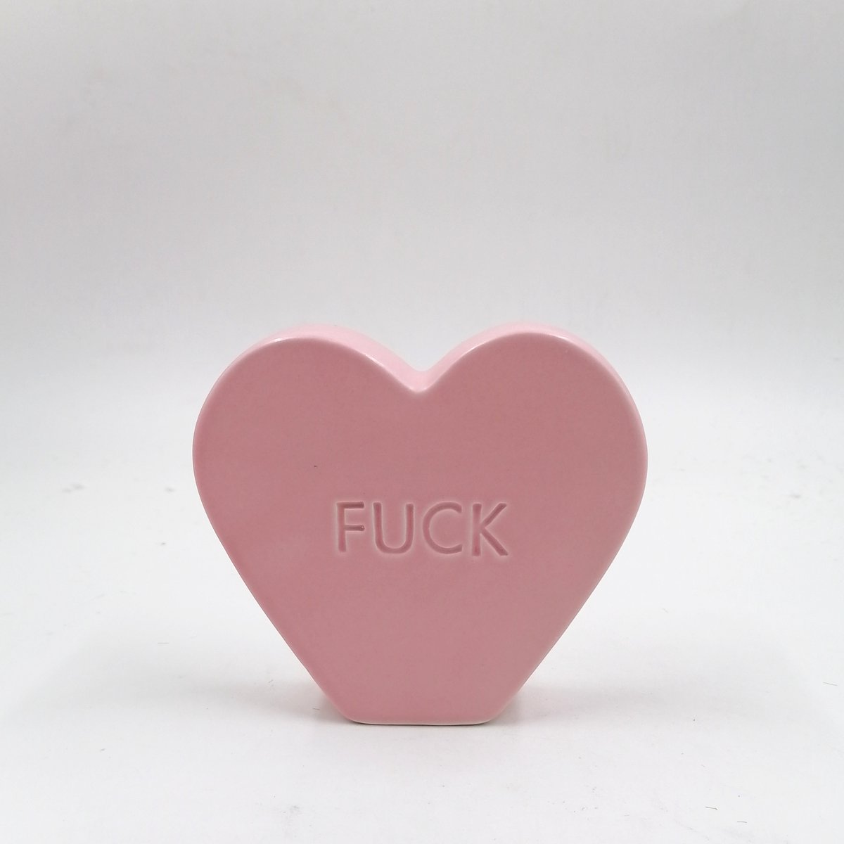 Housevitamin Sierbeeldje- Snoephart 'FUCK- Keramiek- Licht Roze- 13x4x11,5cm