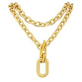Collier épais doré SENO pour femme - Chaîne de maillons avec pendentif - Collier tendance - Collier superposé