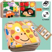 WoodyDoody Motoriek Baby Leerboek voor Peuters XL Variant - Eerste Vaardigheden Boek voor Peuters - Speels en Leerzaam Motoriek Map Motoriek Leerboek GIRAFFE - Educatief Speelgoed Kinderen