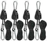 TIMESETL Robuuste kabelratel met haken, 4 stuks, verstelbare touwratel voor plantenlamp, 68 kg