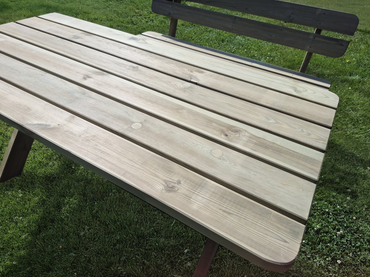 Houten Tuintafel 120cm – Premium - Extra Stevig & Landelijke Tuin tafel - Weerbestendig & Eenvoudige Montage - Andy – foto 7