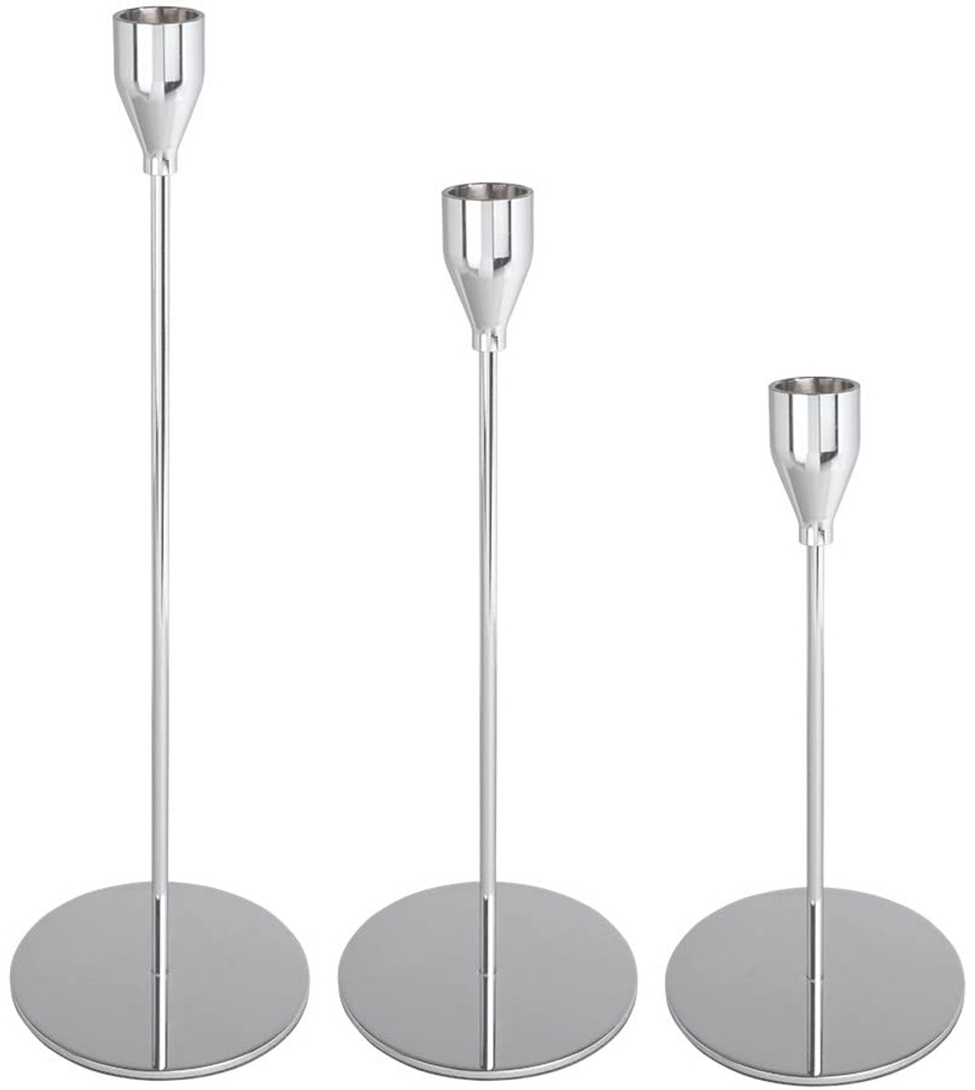 Ibenzoa® Klassieke Metalen Kandelaars Set van 3 voor Staafkaarsen in Diverse Hoogtes