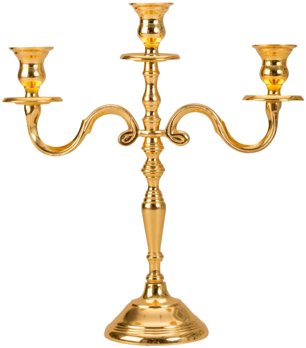 Ibenzoa® Klassieke Drie-Armige Kandelaar van Metaal met Gouden Afwerking voor Elk Interieur