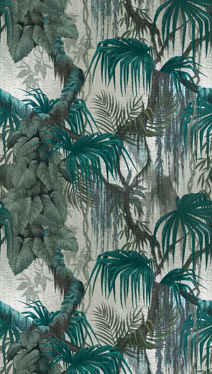 Donkergroen oerwoud-behang, vliesbehang met oerwoud-motief, digitale printbehang jungle 398651, groen vliesbehang regenwoud 39865-1, BRICOFLOR.nl