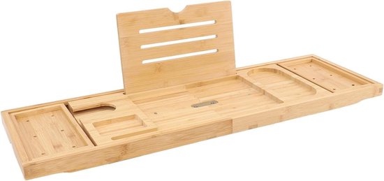Perfect Merkloos Decopatent® Luxe Badplank - Badrekje - Uitschuifbaar 75 Tot 110 Cm - Boekenhouder - Tablethouder - Bamboe Hout Badplankje - Badrek heeft veel stijlen en kleuren waaruit je kunt kiezen