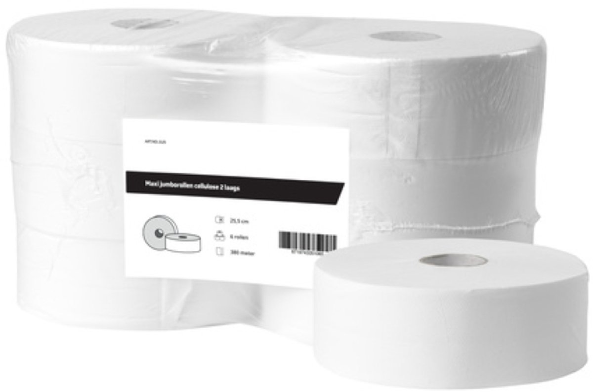Toiletpapier Maxi jumborollen cellulose 2-laags Wit FSC 6 rollen