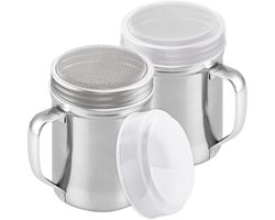 Poedersuikerstrooier - Met handvat - Kaneelstrooier voor koffiebar - Fijne maaswijdte - 6 ounce - verpakking van 2