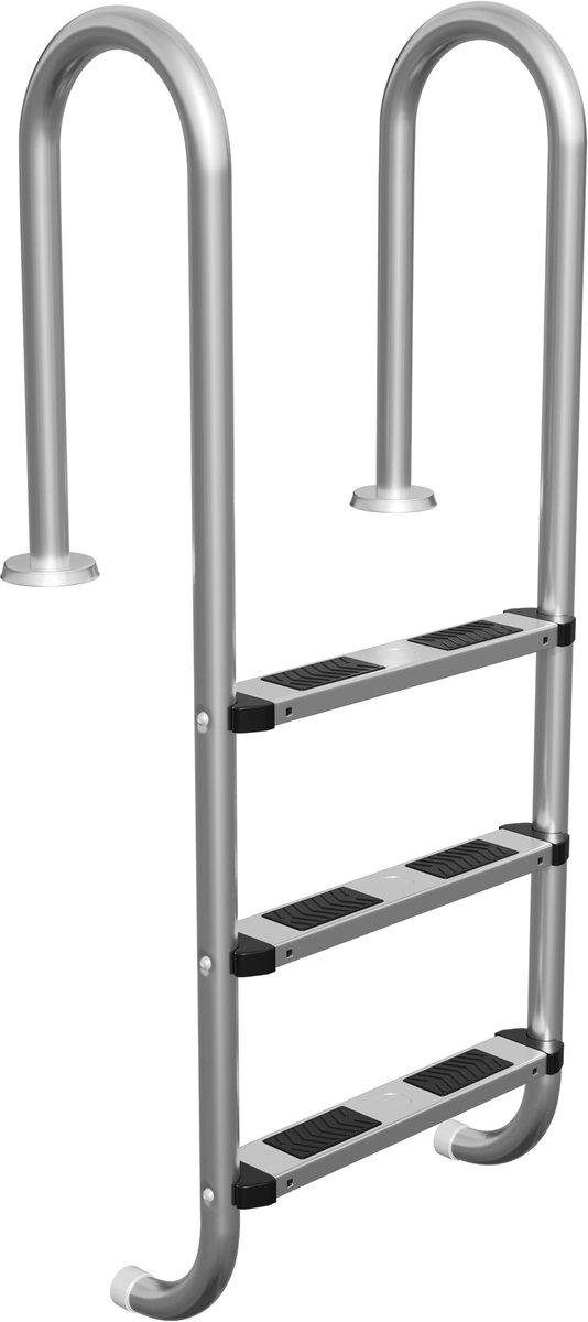 Aufun Zwembadladder Van Roestvrij Staal 304, Zwembadladder Met 3 Treden, Instapladder Zilver Tot 150 Kg Draagvermogen, Veiligheidsladder Antislip, Ingebouwde Ladder Voor Zwembad, Zwembad 132 X 54 X 26 Cm