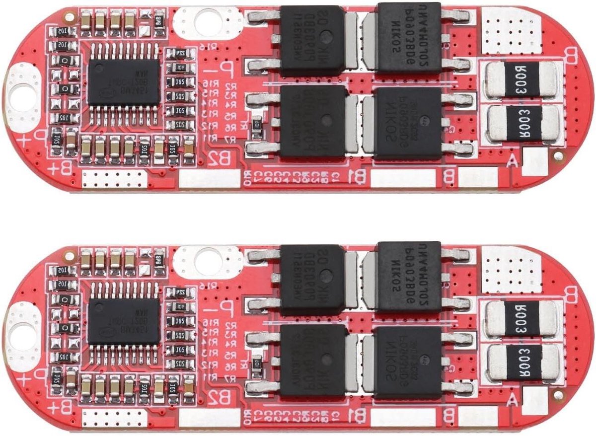 Allecto Plus - 2 Stuks Lithium Batterij Beschermingsprintplaat 20A 4S 18650 Batterij - Rood 55x18mm