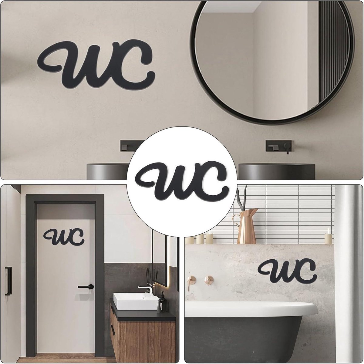 Toilet WC Sticker Funky Goods mannen & vrouwen grappige badkamer toilet toilet toilet deur accessoires symbool teken 15cm x 8,4 cm spiegel set voor thuiskantoor en werk Zwart Zwart