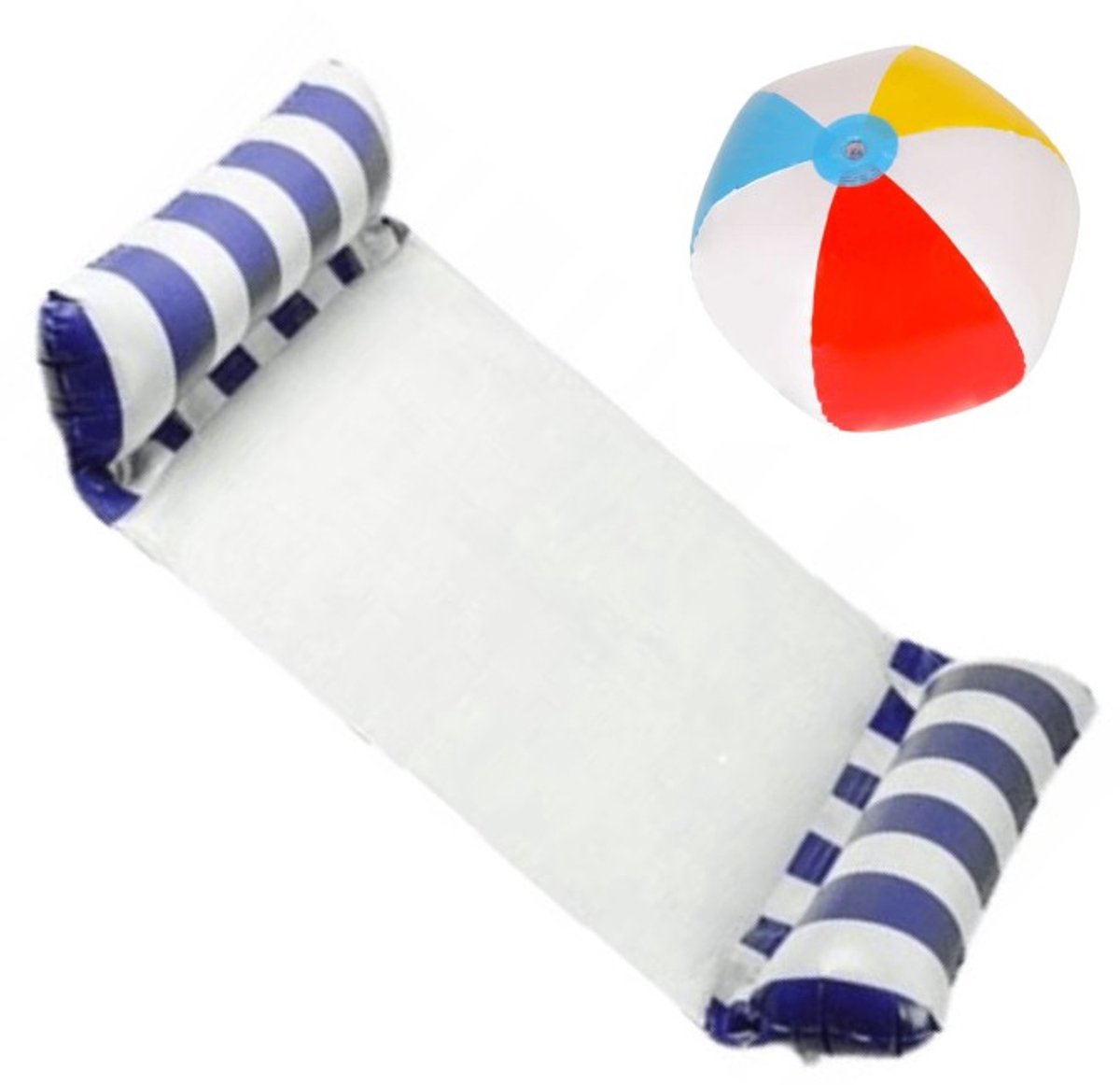 Goodz4All Waterhangmat Opblaasbaar Met Strandbal – Voor Zwembad – 127x70 cm -Willekeurige Kleuren Geleverd - Drijvende WaterStoel LoungeStoel Zwembad Ligbed Luchtbed - Floating Bed - Beach Float LoungeStoel - Drijvende Water Ligstoel - Opblaasbaar