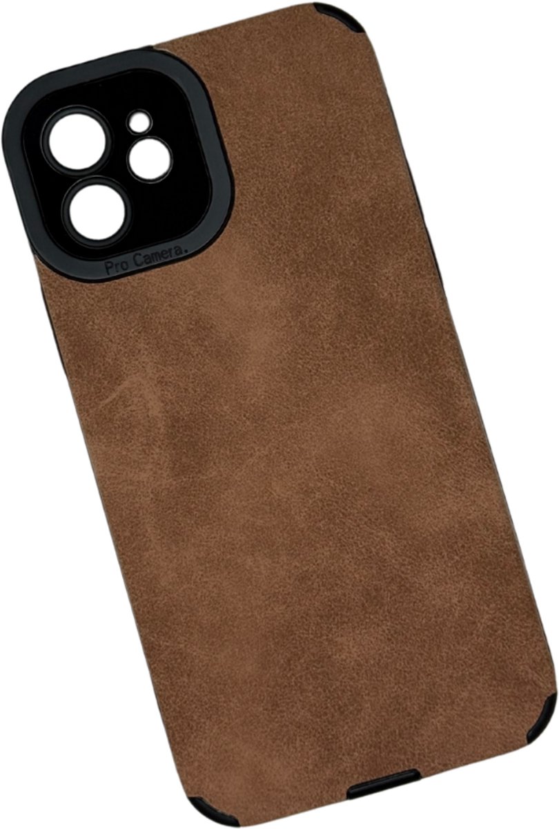 iPhone 16 Pro Max Hoesje | Luxe Kunstleer | Schokbestendig Shockproof | Wireless Charge | TPU Case met Lensbescherming | Bruin / Brown