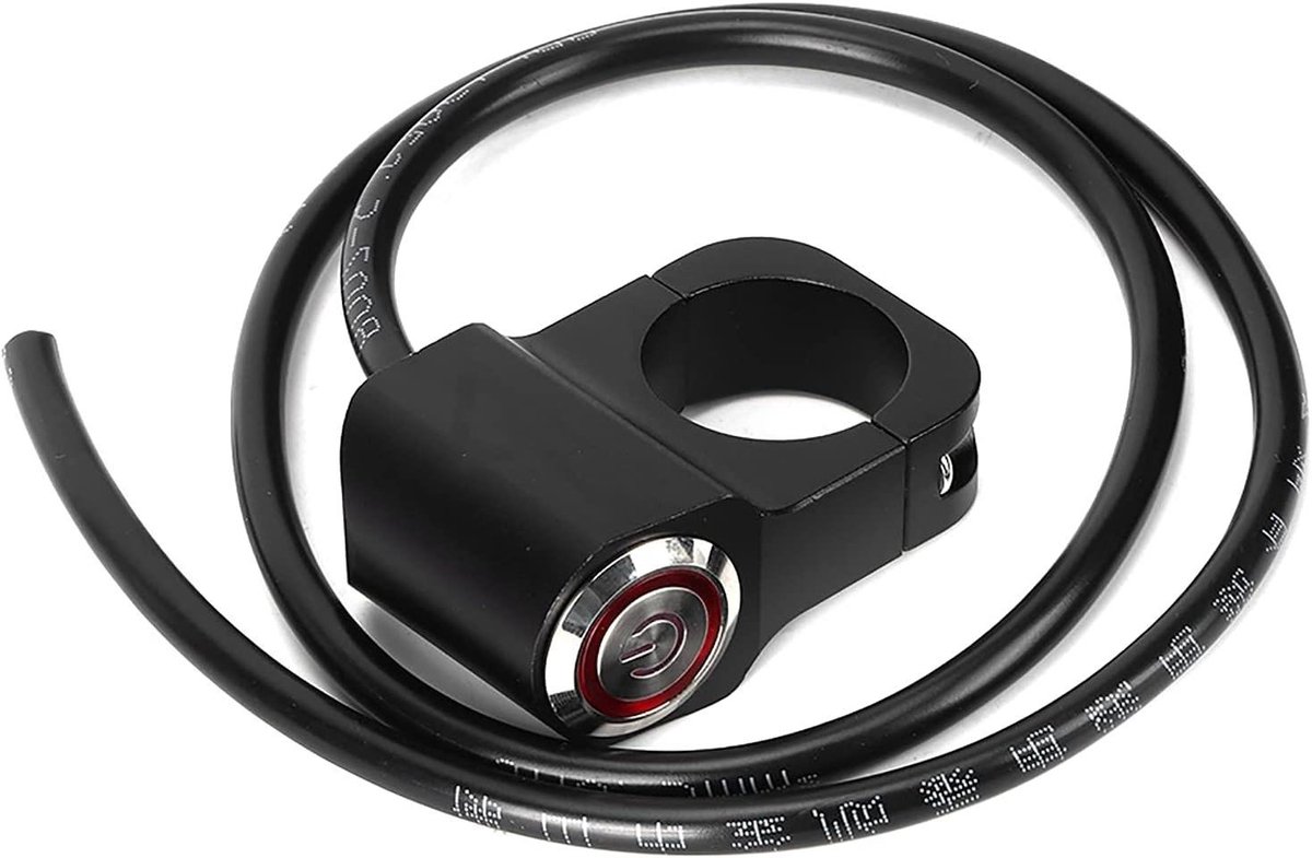 Allecto Plus - Motorfiets Schakelaar 12V Waterdicht Roestvrij Staal LED Spots Zwart - Voor Motorfiets-ATV's