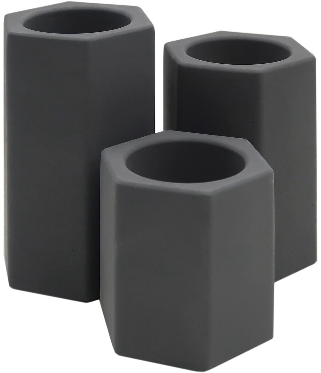 Ibenzoa® Set van 3 decoratieve theelichthouders in betonlook voor sfeervolle tafeldecoratie