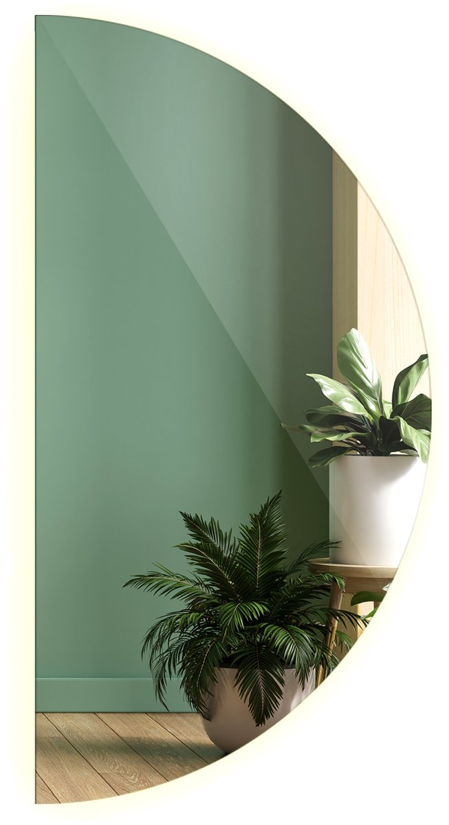 Tulup LED Spiegel - Spiegel LED Halfrond - 30 cm x 60 cm - Halve Maan Spiegel - Badkamerspiegel - Warm Wit 3000K - Halve Maan Spiegel - Industriële Wandspiegel