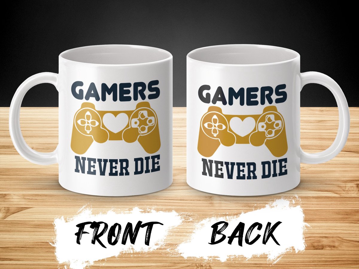 Gamers Never Die Mok, Grappige Gamer Cadeau Idee, Gaming Controller, Gamer Leven, Gamer Uitspraken, Grappige Koffie Mok, Gaming Mok