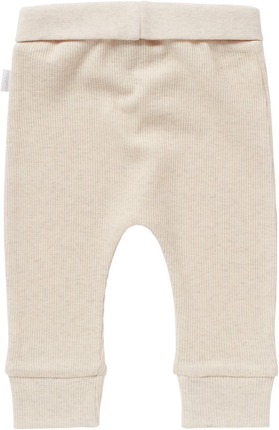 Gebroken witte baby broek met ribbelstructuur en omvouwbare tailleband.
