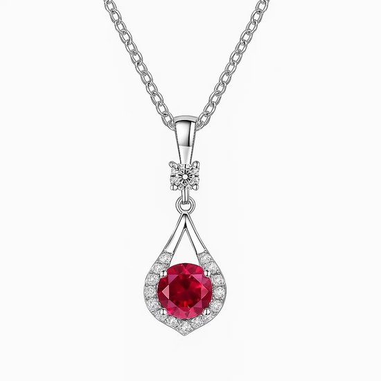 Bemainty robijn verguld zilveren ketting Bemainty robijn verguld zilveren ketting