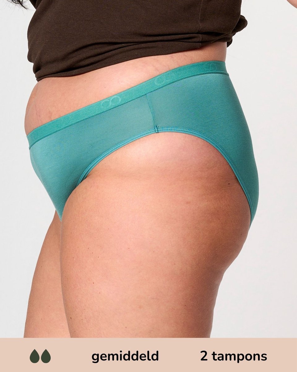 Moodies menstruatie ondergoed - Bamboe Bikini Onderbroek - gemiddeld kruisje - maat XL - groen
