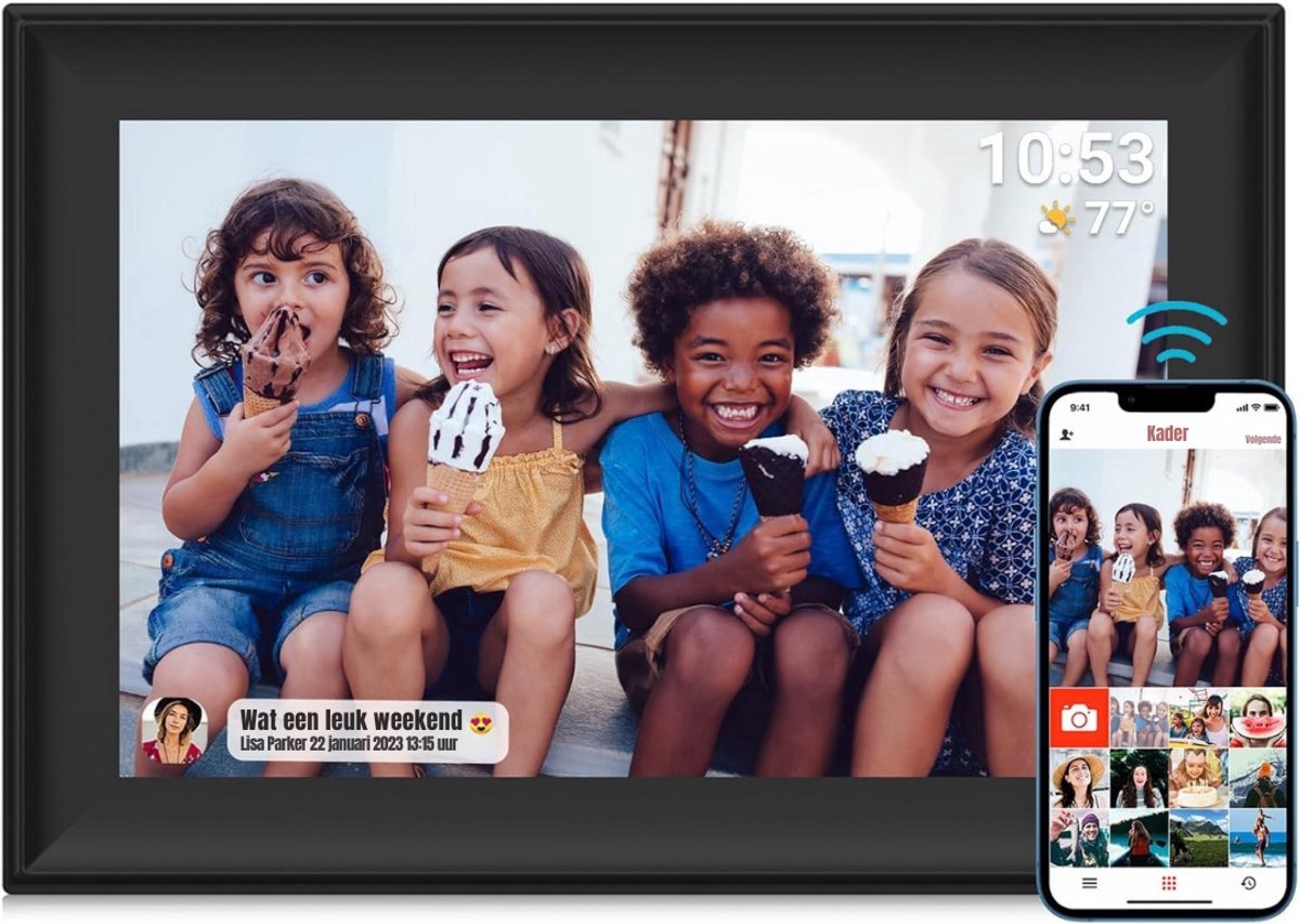 Thuys – Digitaal Fotolijstje – Digitaal Fotokader – Met Wifi – 21cm x 35cm x 3cm – Zwart