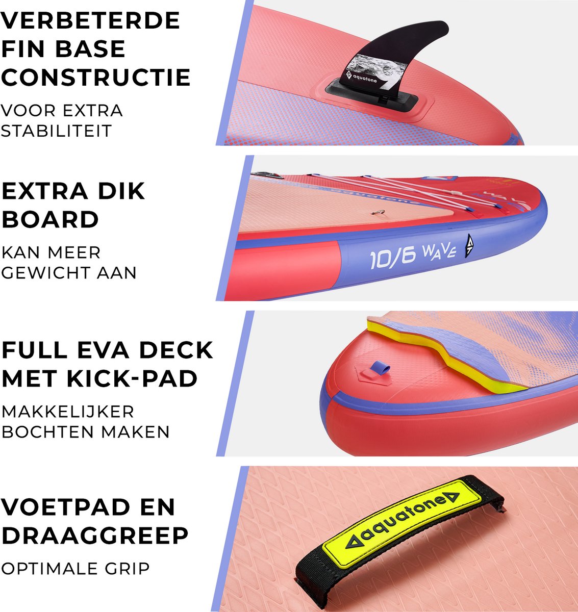 Aquatone Wave Premium SUP Board 10'6 - Opblaasbaar Paddle Board - Complete Set - Max. 143KG - 320x81cm – foto 3