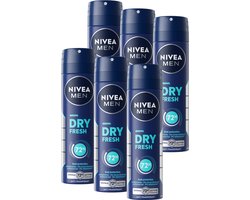 NIVEA MEN Dry Fresh Anti-Transpirant Deodorant Spray - 72 uur bescherming - Voordeelverpakking - 6 x 150ml