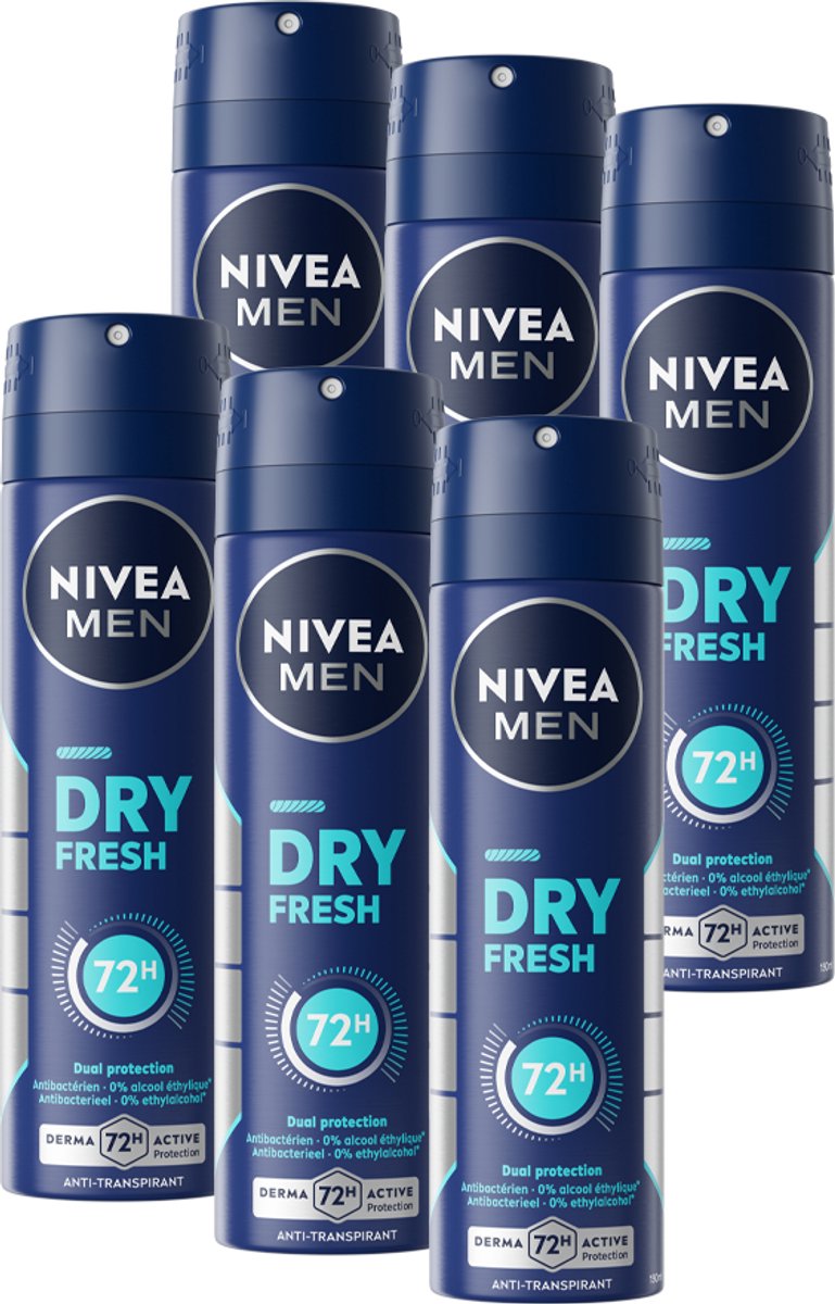 Goedkoopste NIVEA MEN Dry Fresh - Voordeelverpakking - Deodorant Spray - 6 x 150ml