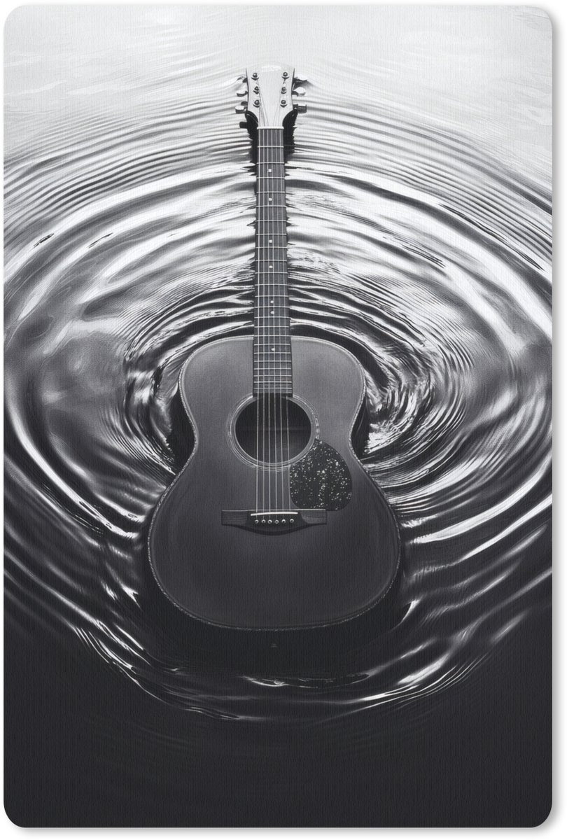 Muismat 18x27 cm - Mousepad Gitaar - Hout - Water - Muismatten