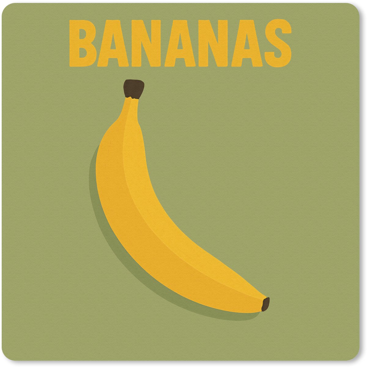 Muismat 20x20 cm - Mousepad Banaan - Minimalistisch - Geel - Muismatten