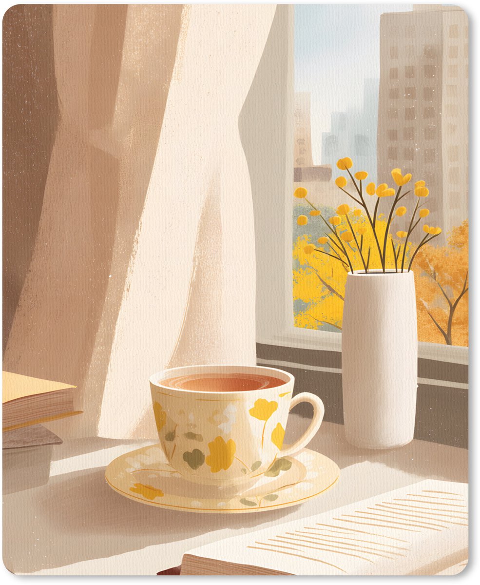 Muismat 19x23 cm - Mousepad Thee - Boek - Thee - Herfst - Muismatten