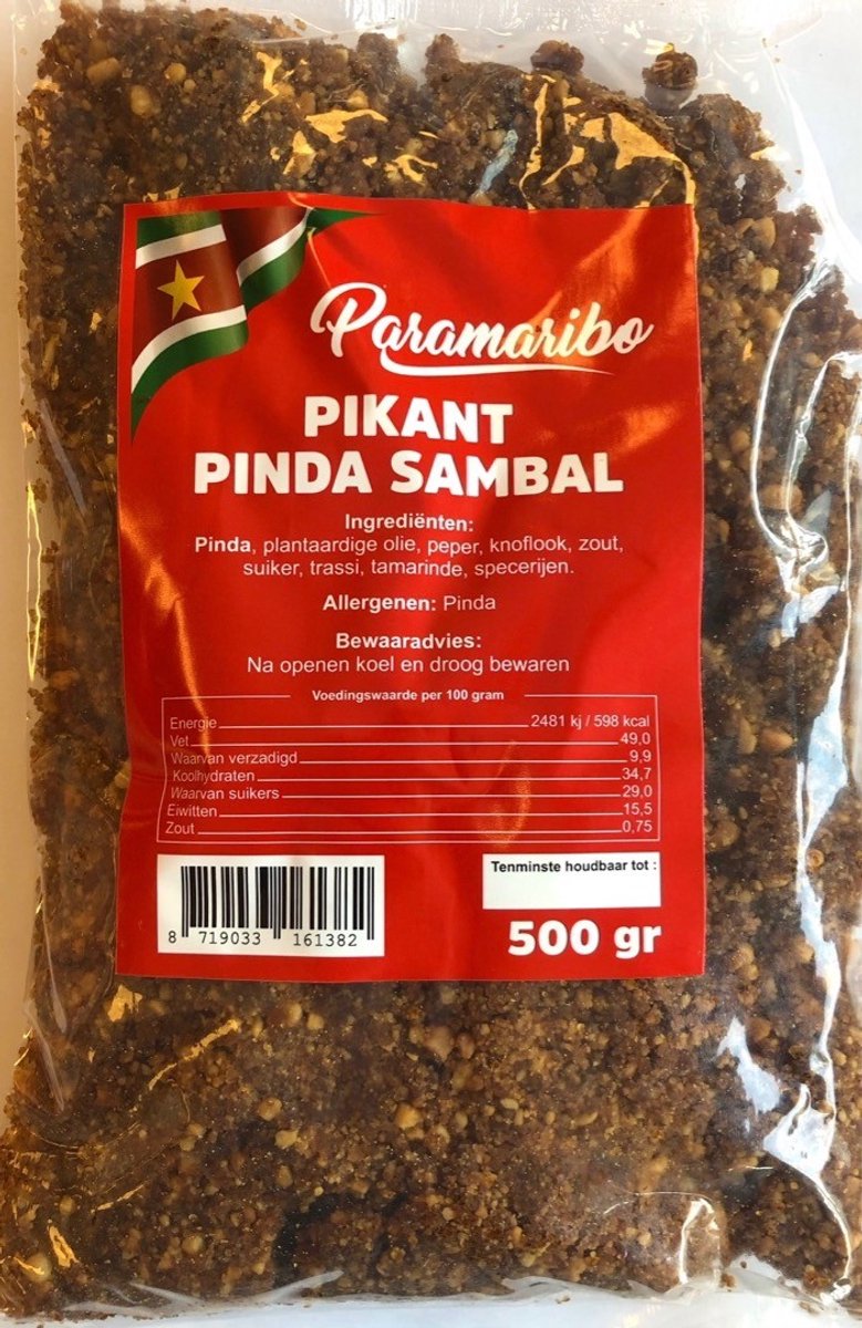 Paramaribo | Surinaamse Pindasambal (Authentieke Pindasaus en Satésaus) | Pikant | 500g