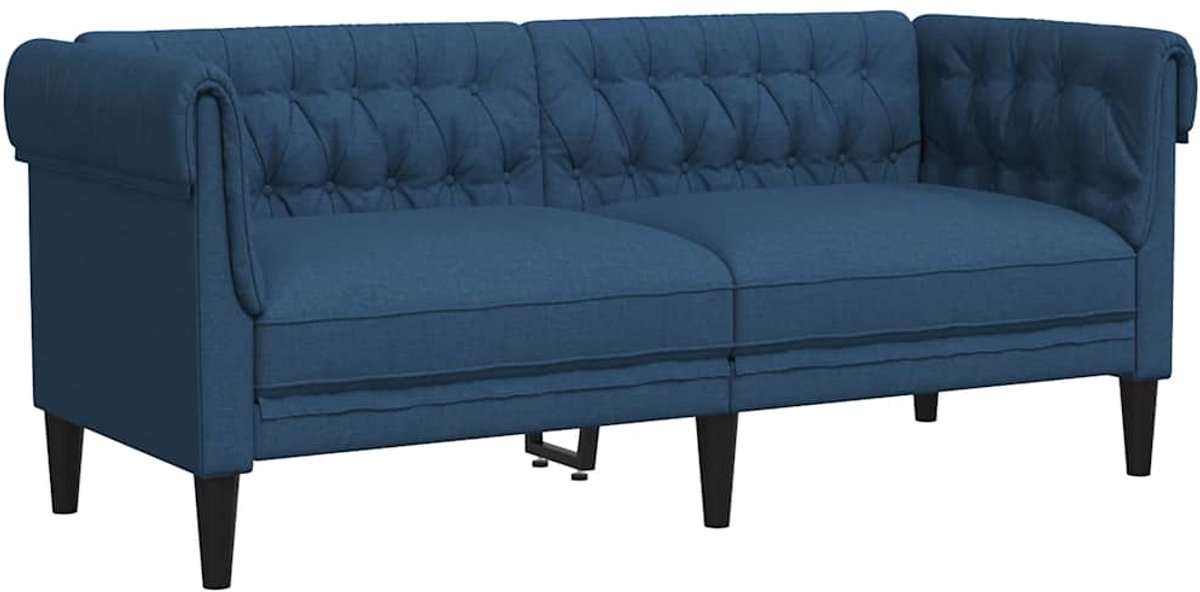 vidaXL Tweezitsbank - Chesterfield-stijl - stof - blauw