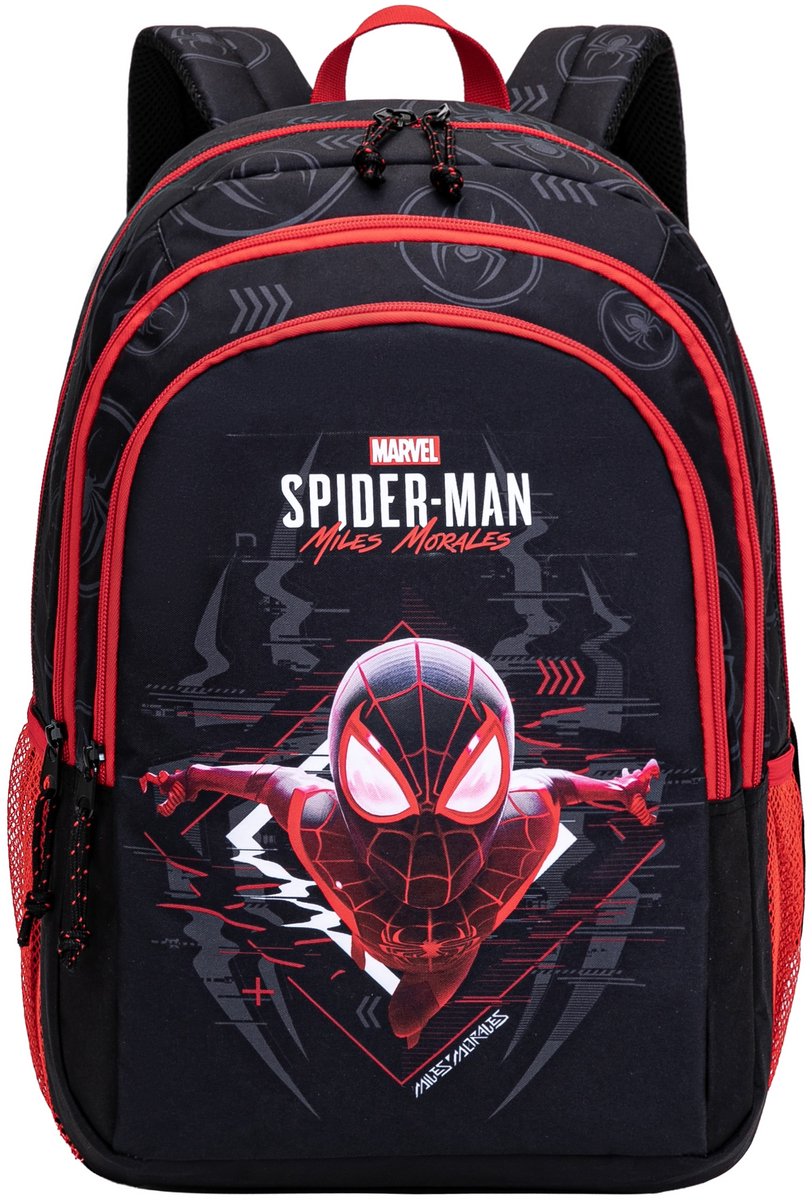 Spiderman - Rugzak - Miles Moralis - 44 cm - 3 vakken - Grote rugzak - Laptop vak - a4 map formaat - High Quality